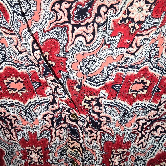 Charter Club Blouse Pintuck Top Red White Blue Geometric Plus Size 3X - Picture 6 of 7